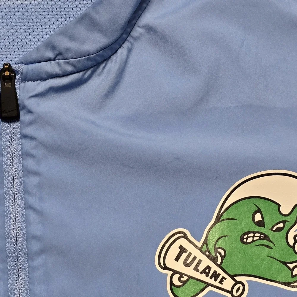 Rare Nike Tulane University Green Wave 1/2 Zip Wind Jacket Mens XL Baby Blue EUC
